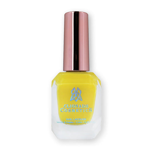 Bottle of nail polish containing Solar Nail Lacquer on white background.