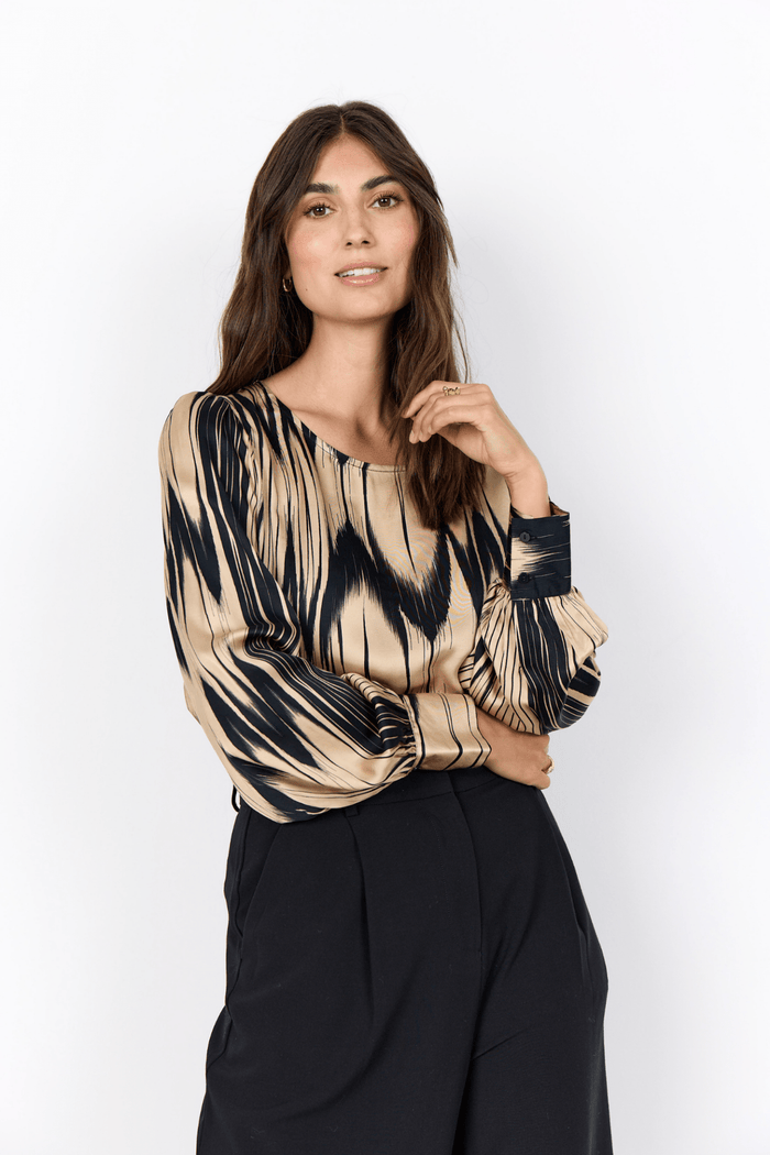 Soya Concept 41401-20 Varissa Blouse Sand Combi at Dotique