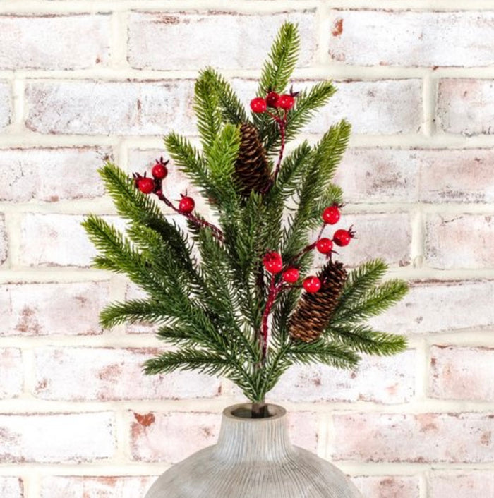 Spruce & Red Berry 24” Spray
