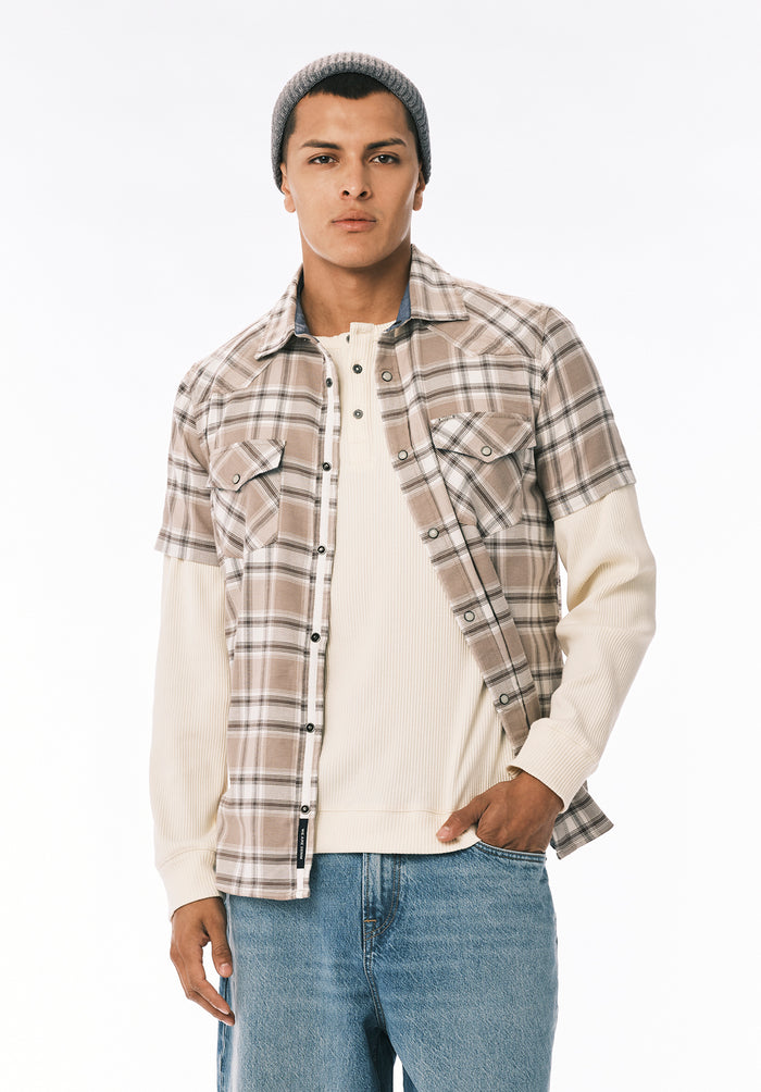 Buffalo Men Shirts Grey Woven Woven Short Sleeve Lightweight Cotton Blend Short Sleeve