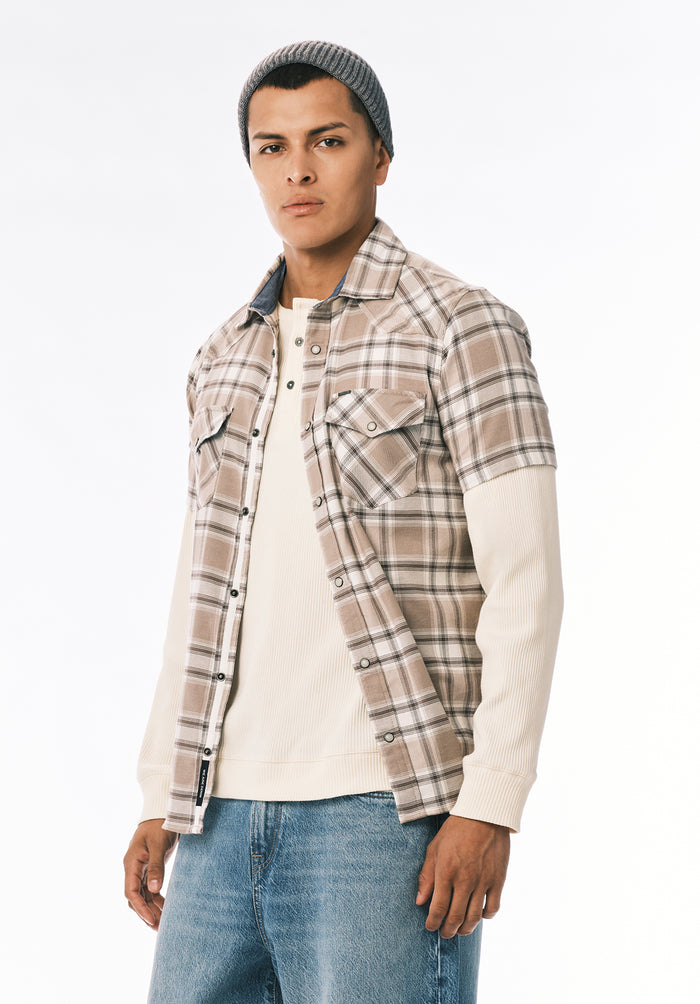 Buffalo Men Shirts Grey Woven Woven Short Sleeve Lightweight Cotton Blend Short Sleeve
