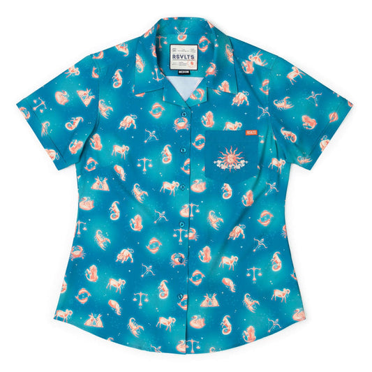 RSVLTS XS RSVLTS Women's Short Sleeve Shirt Star-Crossed Cosmos – Women's KUNUFLEX Short Sleeve Shirt  Star-Crossed Cosmos – Women's KUNUFLEX Short Sleeve Shirt