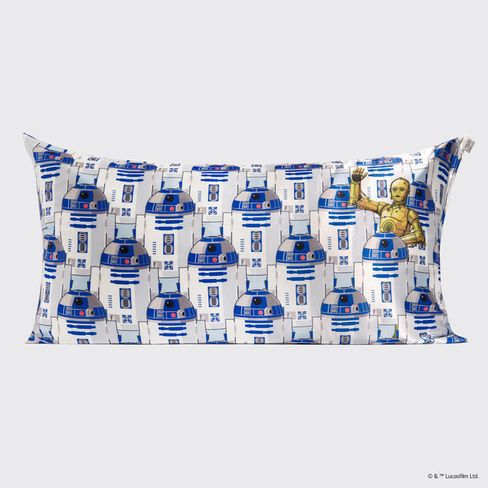 Star Wars x Kitsch R2-D2 & C-3PO Satin Pillowcase — King — flat