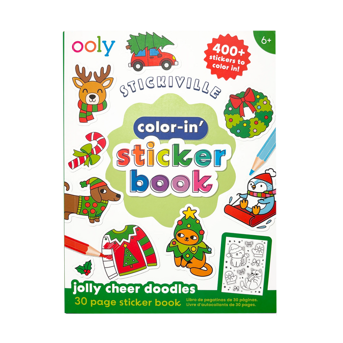 Stickiville Color-In' Sticker Book - Jolly Cheer Doodles - 400+ Stickers