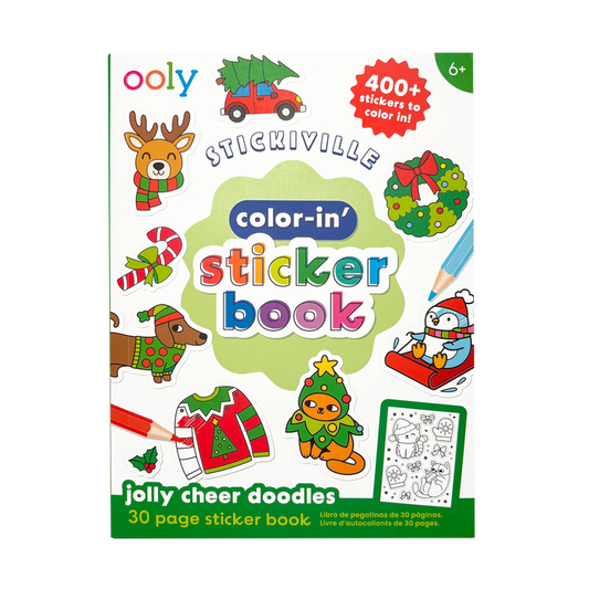 Stickiville Color-In' Sticker Book - Jolly Cheer Doodles - 400+ Stickers