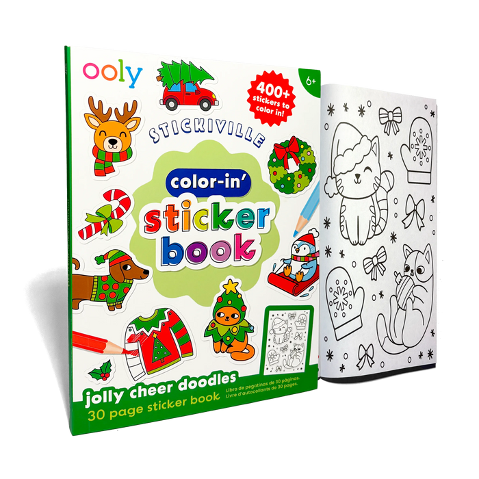 Stickiville Color-In' Sticker Book - Jolly Cheer Doodles - 400+ Stickers