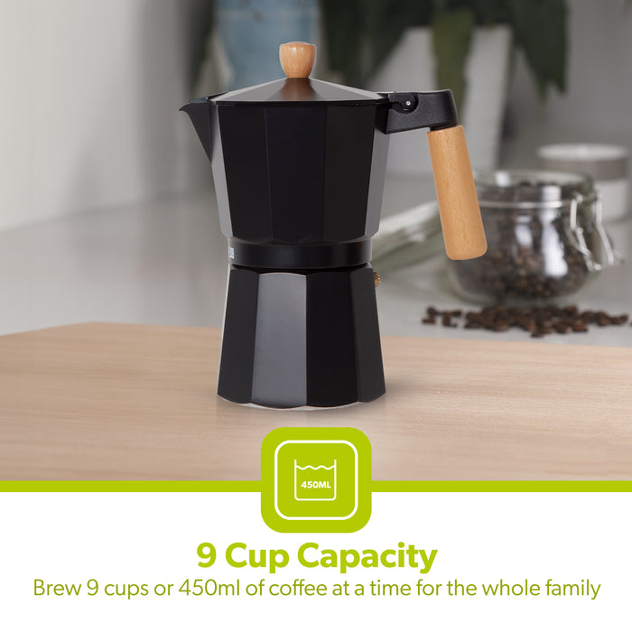Stovetop Italian Moka Espresso Percolator - 9 Cup Coffee Maker