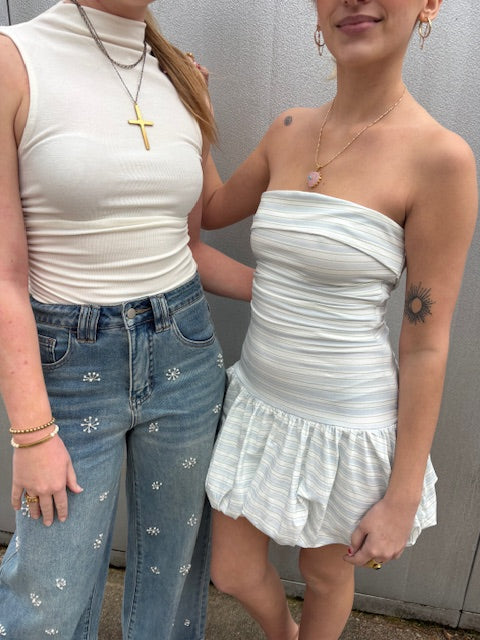 Strapless Bubble Mini Dress