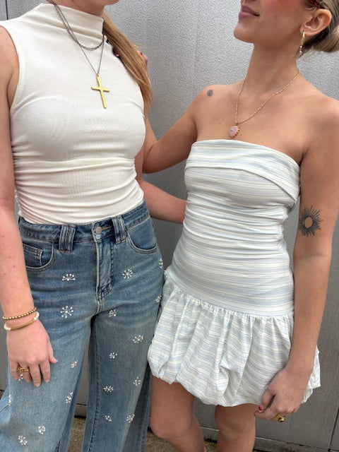 Strapless Bubble Mini Dress