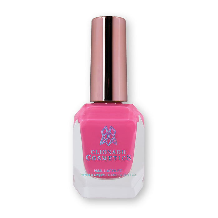 Bottle of nail polish containing Stratus Nail Lacquer on white background.