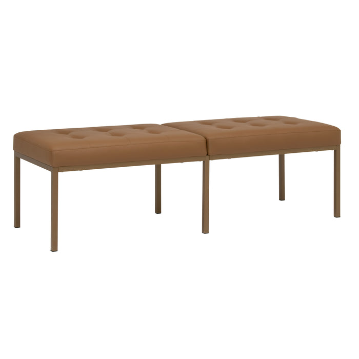 Studio Designs Camber Bench - 60" - Chrome Legs and Tufted Leather - Modern Entryway Bench, Bronze / Caramel 72151