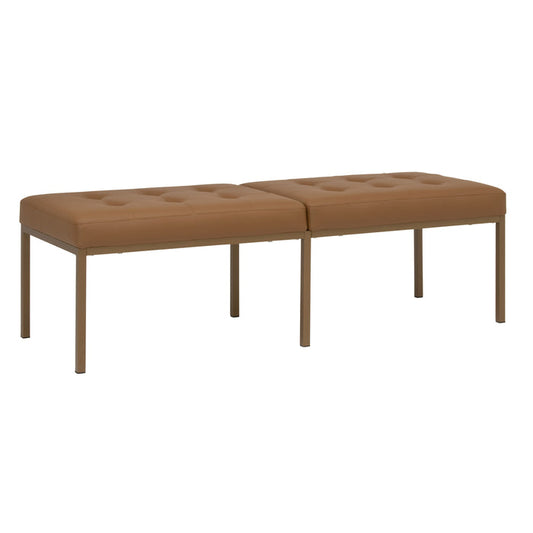 Studio Designs Camber Bench - 60" - Chrome Legs and Tufted Leather - Modern Entryway Bench, Bronze / Caramel 72151