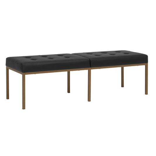 Studio Designs Camber Bench - 60" - Chrome Legs and Tufted Leather - Modern Entryway Bench, Bronze / Black 72152