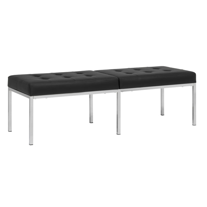 Studio Designs Camber Bench - 60" - Chrome Legs and Tufted Leather - Modern Entryway Bench, Chrome / Black 72150
