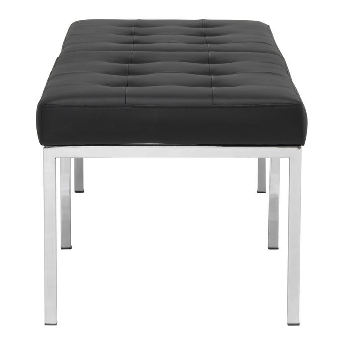 Studio Designs Camber Bench - 60" - Chrome Legs and Tufted Leather - Modern Entryway Bench, Chrome / Black 72150
