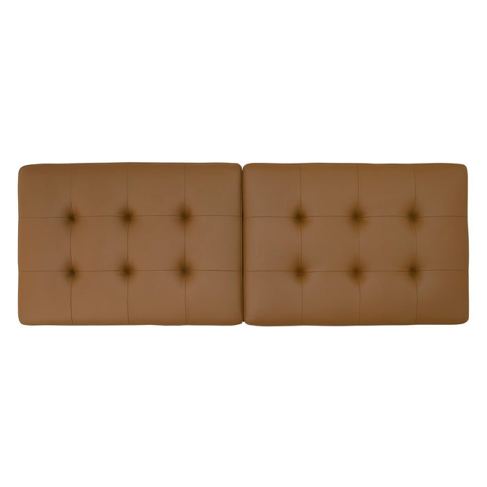 Studio Designs Camber Bench - 60" - Chrome Legs and Tufted Leather - Modern Entryway Bench, Bronze / Caramel 72151