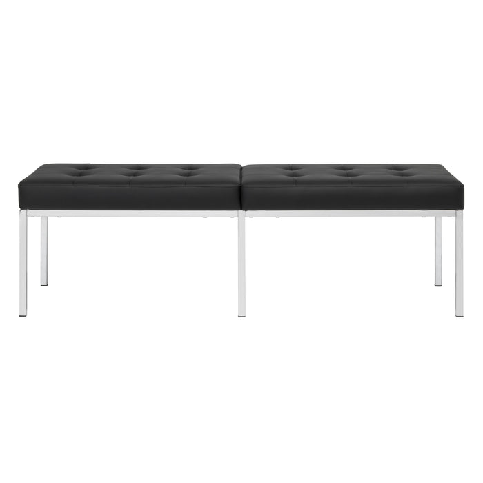 Studio Designs Camber Bench - 60" - Chrome Legs and Tufted Leather - Modern Entryway Bench, Chrome / Black 72150