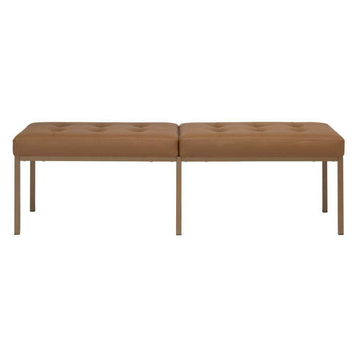 Studio Designs Camber Bench - 60" - Chrome Legs and Tufted Leather - Modern Entryway Bench, Bronze / Caramel 72151