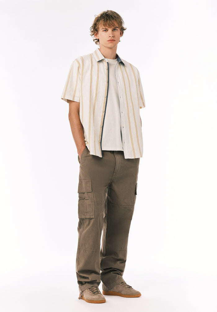 Buffalo Men Shirts White Woven Woven Short Sleeve 100% Cotton Short Sleeve