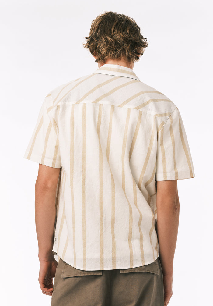 Buffalo Men Shirts White Woven Woven Short Sleeve 100% Cotton Short Sleeve