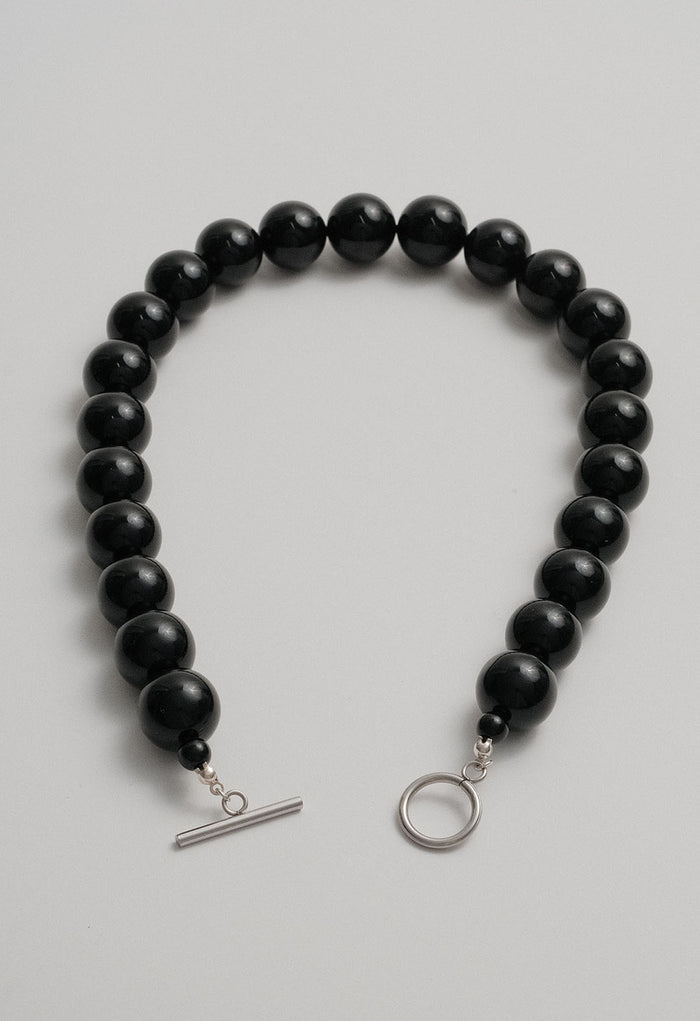 Sun Ray Necklace Onyx Silver 16mm