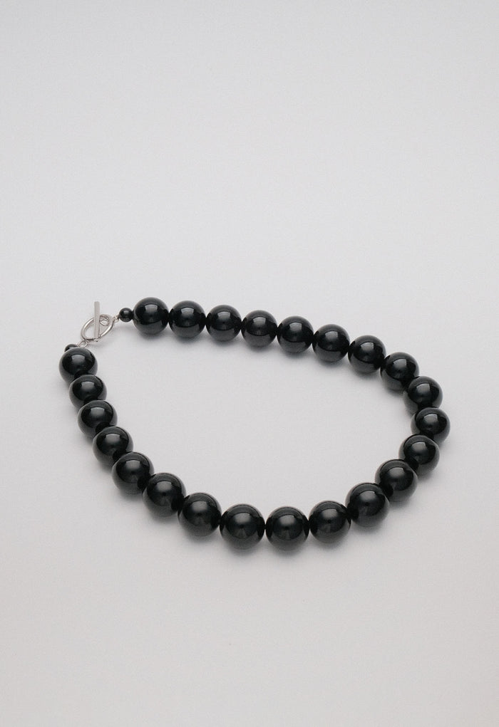 Sun Ray Necklace Onyx Silver 16mm