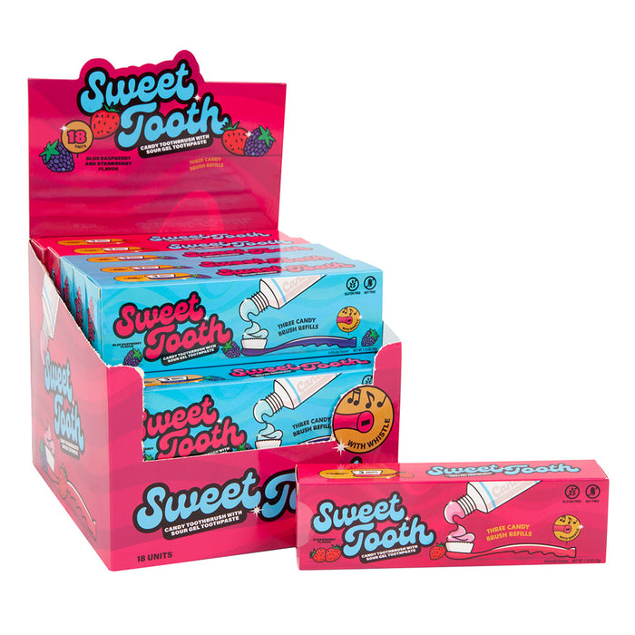 Sweet Tooth Candy Toothbrush and Sour Gel Toothpaste Candy - 18 Count