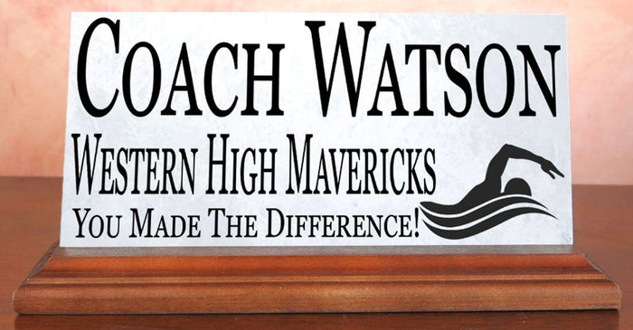 custom swimming coach plaque