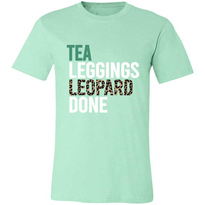 Tea Leopard Leggings Done graphic t-shirt in Heather Mint