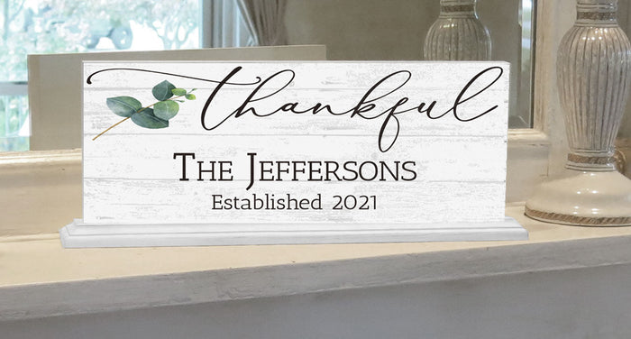 Thankful Family Name Established Sign Inspirational Quote PERSONALIZED - Broad Bay Personalized Gifts Shipped Fast