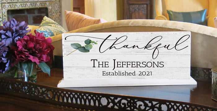 Thankful Family Name Established Sign Inspirational Quote PERSONALIZED - Broad Bay Personalized Gifts Shipped Fast