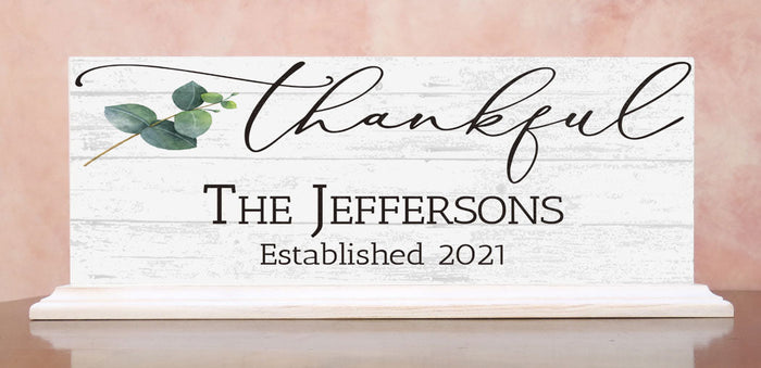 Thankful Family Name Established Sign Inspirational Quote PERSONALIZED - Broad Bay Personalized Gifts Shipped Fast