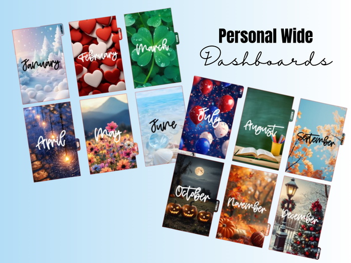 Themed Months | Monthly Divider | Personal Wide | Set of 12
