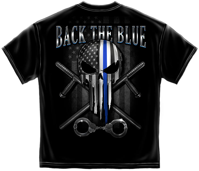 Thin Blue Line Skull Tee