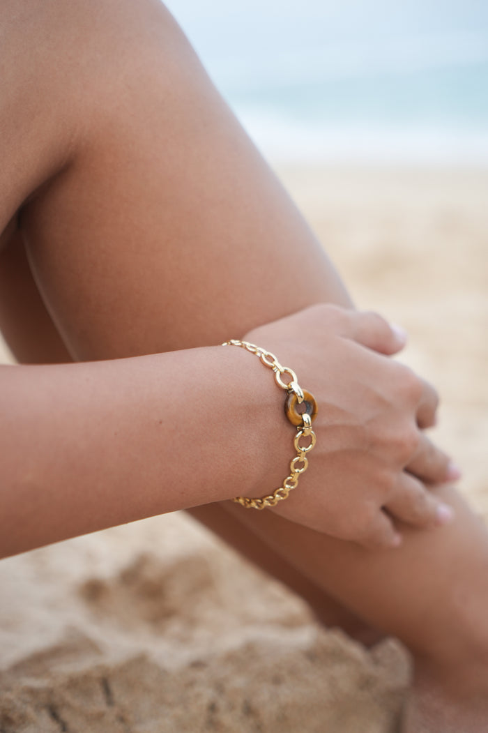 Tigers Eye Graduated Link T-Bar Bracelet