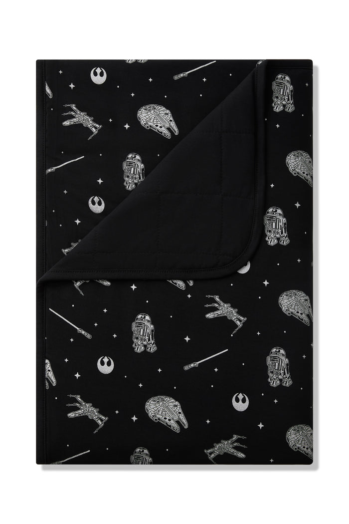 Toddler Blanket in STAR WARS™ 1.0 with the corner folded down showing the quilted black backing