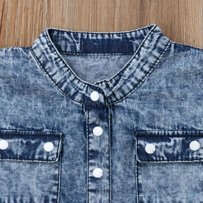 Toddler Girl Denim Overall Romper – Sleeveless One-Piece Jumpsuit Outfit (Casual & Cute)