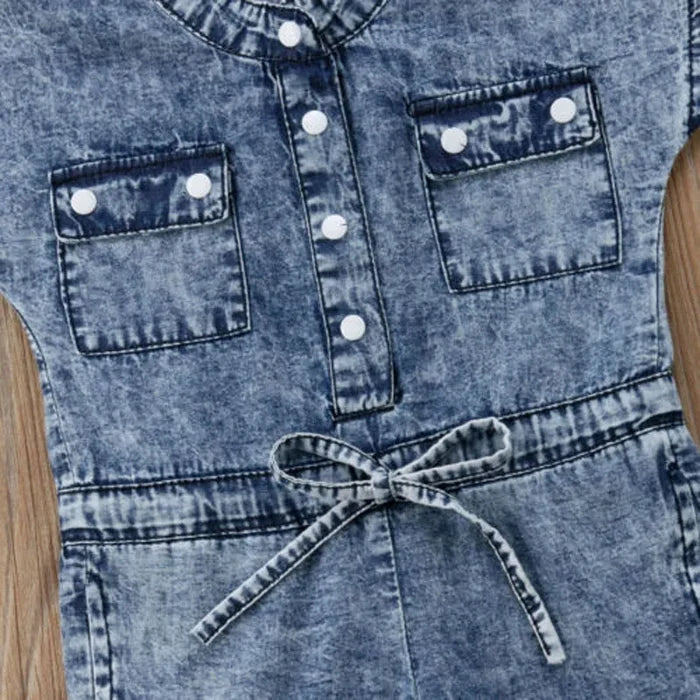 Toddler Girl Denim Overall Romper – Sleeveless One-Piece Jumpsuit Outfit (Casual & Cute)