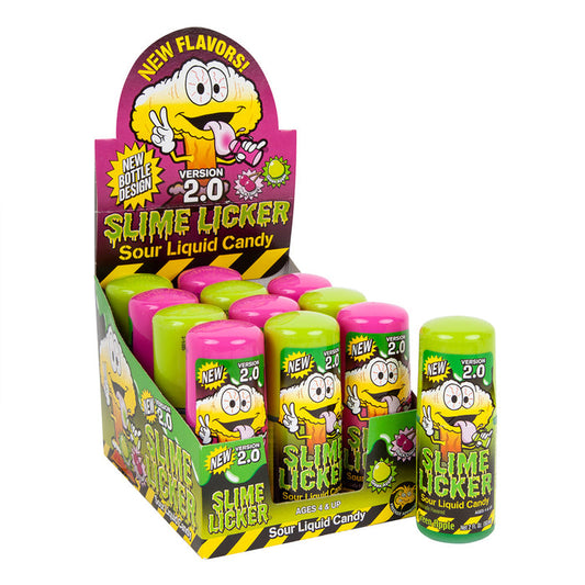 Toxic Waste Green Apple and Black Cherry Slime Licker 2.0 Sour Candy - 12 Count