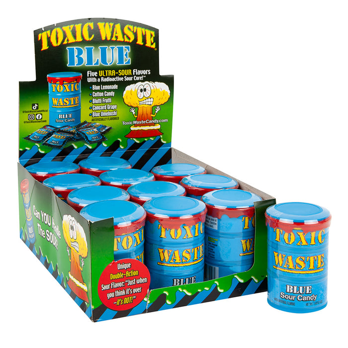 Toxic Waste Sour Hard Candy Blue Drum - 12 Count