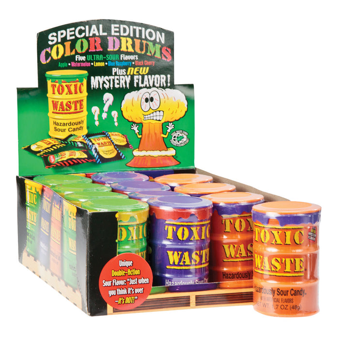 Toxic Waste Ultra Sour Colored Drums - 12ct
