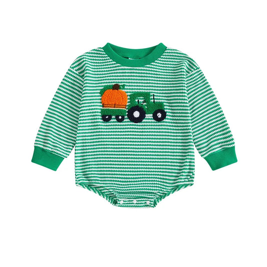 TRACTOR WITH PUMPKIN Long-Sleeve Onesie
