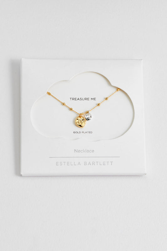Triple Beaded Chain And Molton Pebbles Necklace
