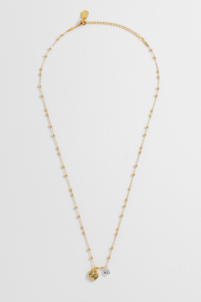Triple Beaded Chain And Molton Pebbles Necklace