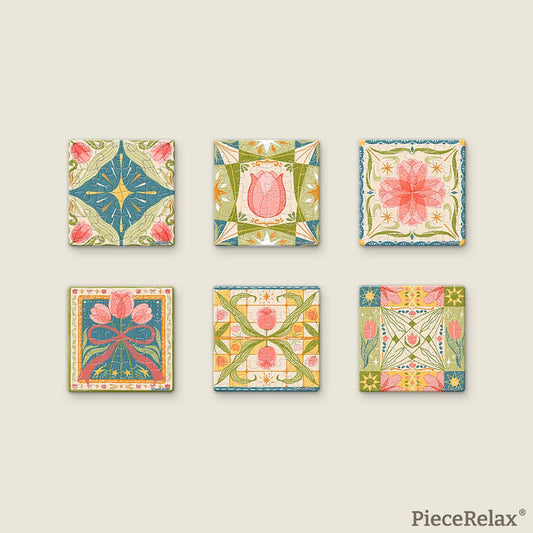 The meeting of traditional vintage tiles and tulips—why not bring a blooming tulip into your world? You’ll Always Get There with PieceRelax.