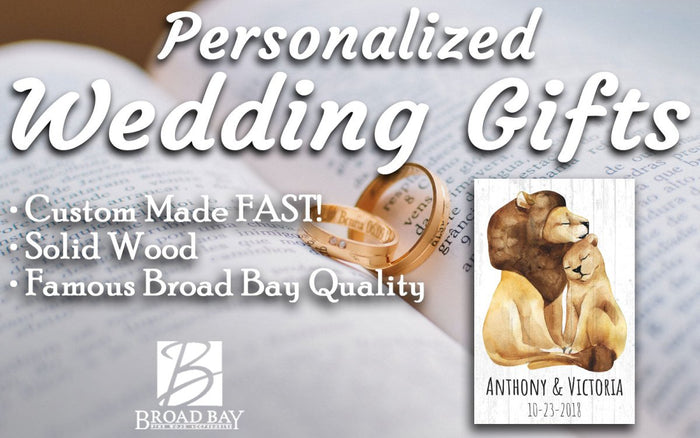 Personalized Two Lions Valentine’s Day Gift Custom Solid Wood Sign for Wife, Husband, Girlfriend, or Boyfriend - Broad Bay Personalized Gifts Shipped Fast