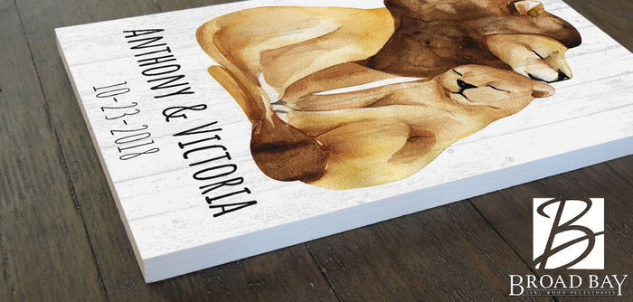 Personalized Two Lions Valentine’s Day Gift Custom Solid Wood Sign for Wife, Husband, Girlfriend, or Boyfriend - Broad Bay Personalized Gifts Shipped Fast