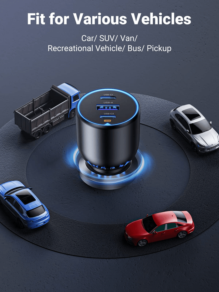 UGREEN 130W 3-Port PD 100W PD3.0/QC4.0/PPS Fast Car Charger - UGREEN