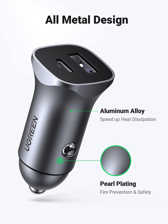 Ugreen 30W Car Charger with 60W USB C Cable PD&QC3.0 Fast Charge - UGREEN