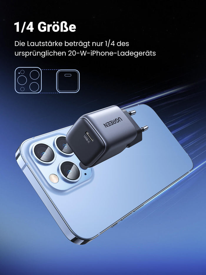 UGREEN Nexode 20W USB C Ladegerät PD 3.0 PPS Ladestecker+60W USB-C Ladekabel(1m) - UGREEN
